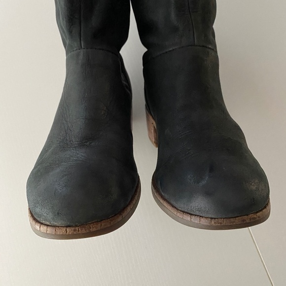 UGG Cary Black Charcoal Suede Leather Back Lace Mid Calf Boots Size 6.5 - Picture 8 of 15